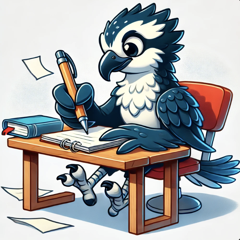 Bird taking notes